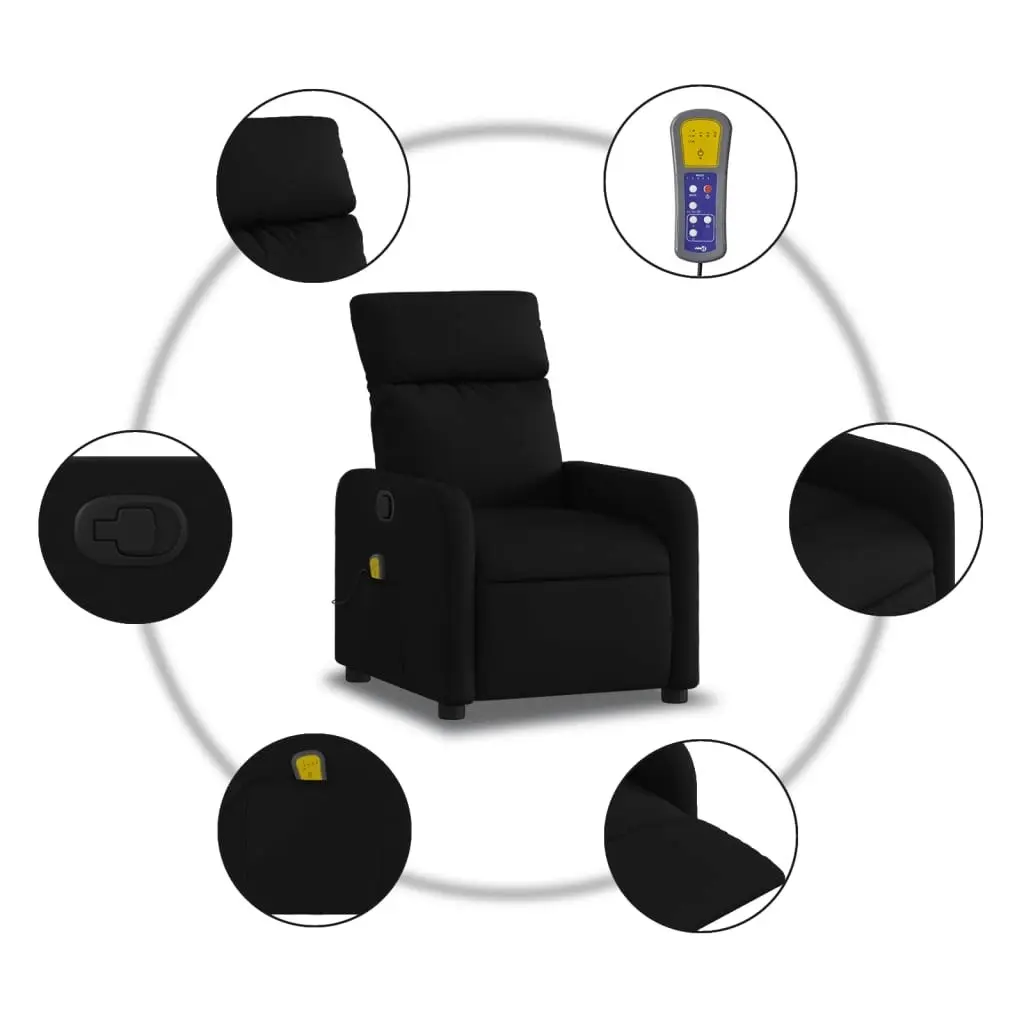 Massage Recliner Chair Black Fabric 374176