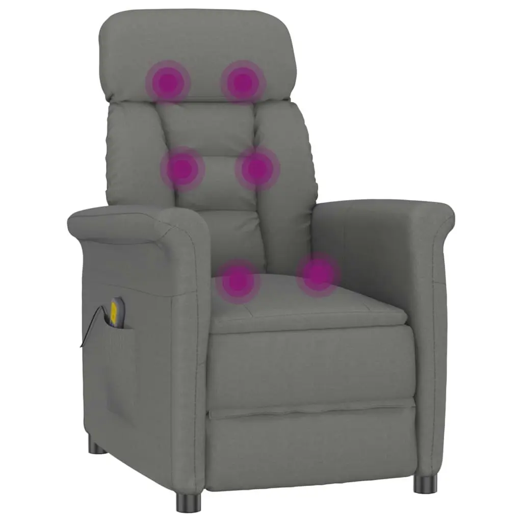 Massage Chair Dark Grey Faux Suede Leather 289773