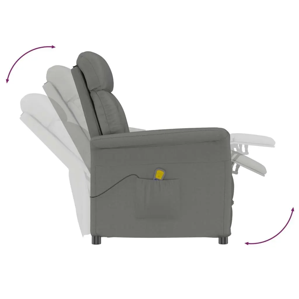 Massage Chair Dark Grey Faux Suede Leather 289773