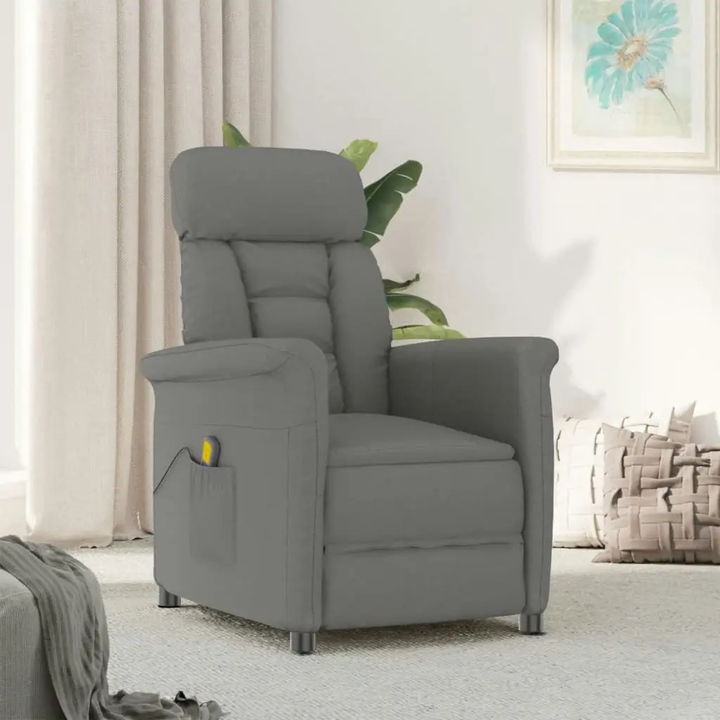 Massage Chair Dark Grey Faux Suede Leather 289773