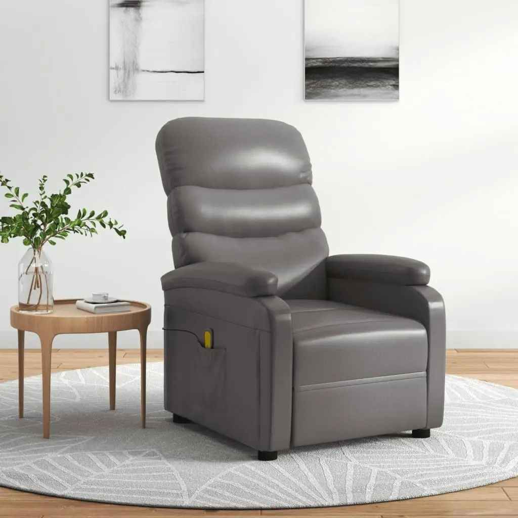 Massage Chair Grey Faux Leather 342696