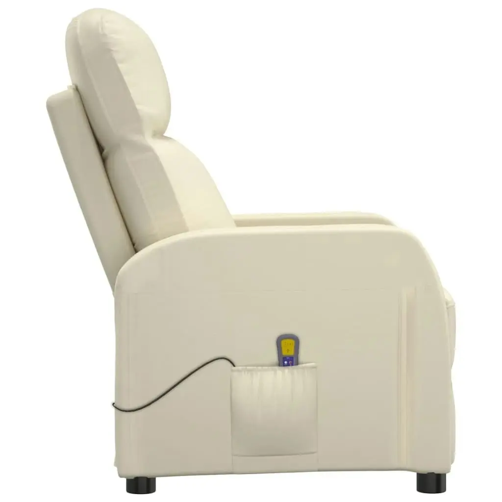 Massage Chair Cream White Faux Leather 348428