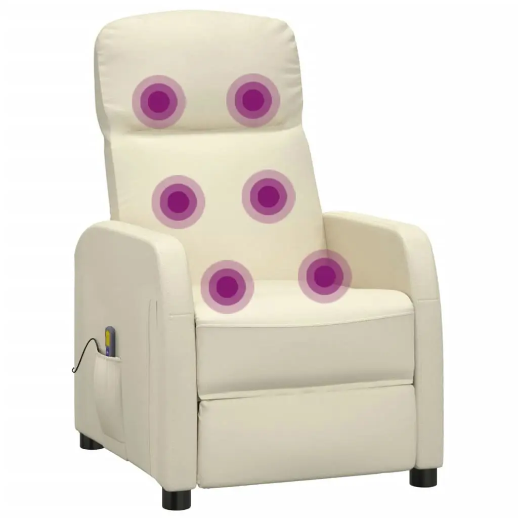 Massage Chair Cream White Faux Leather 348428