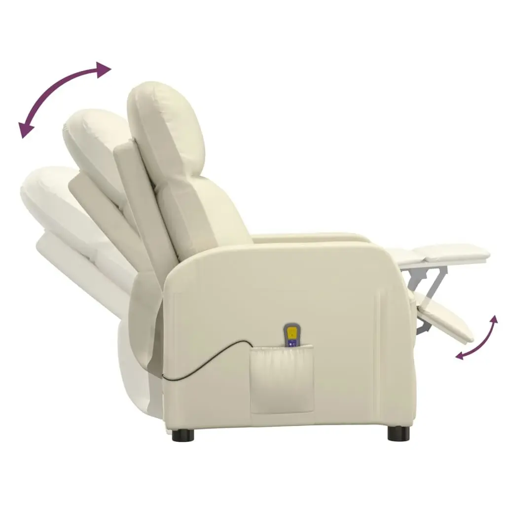 Massage Chair Cream White Faux Leather 348428