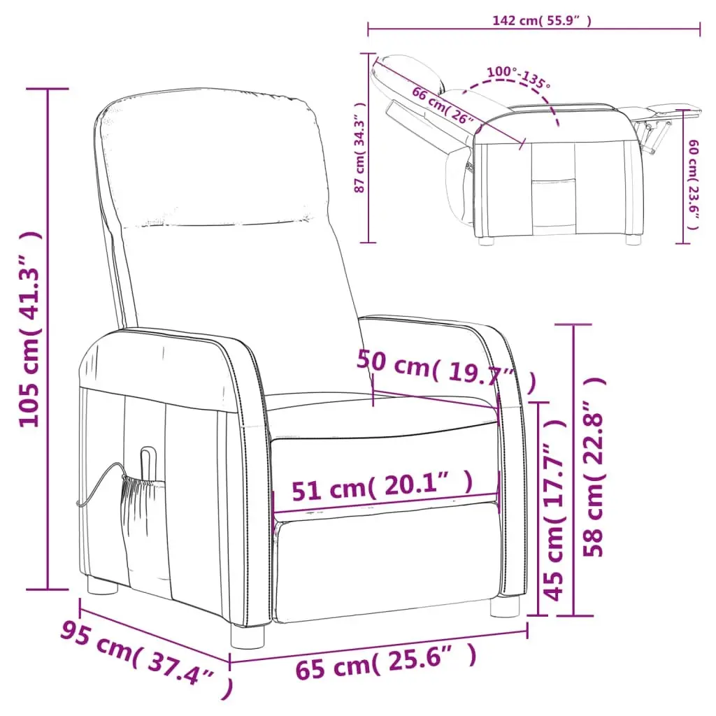 Massage Chair Cream White Faux Leather 348428