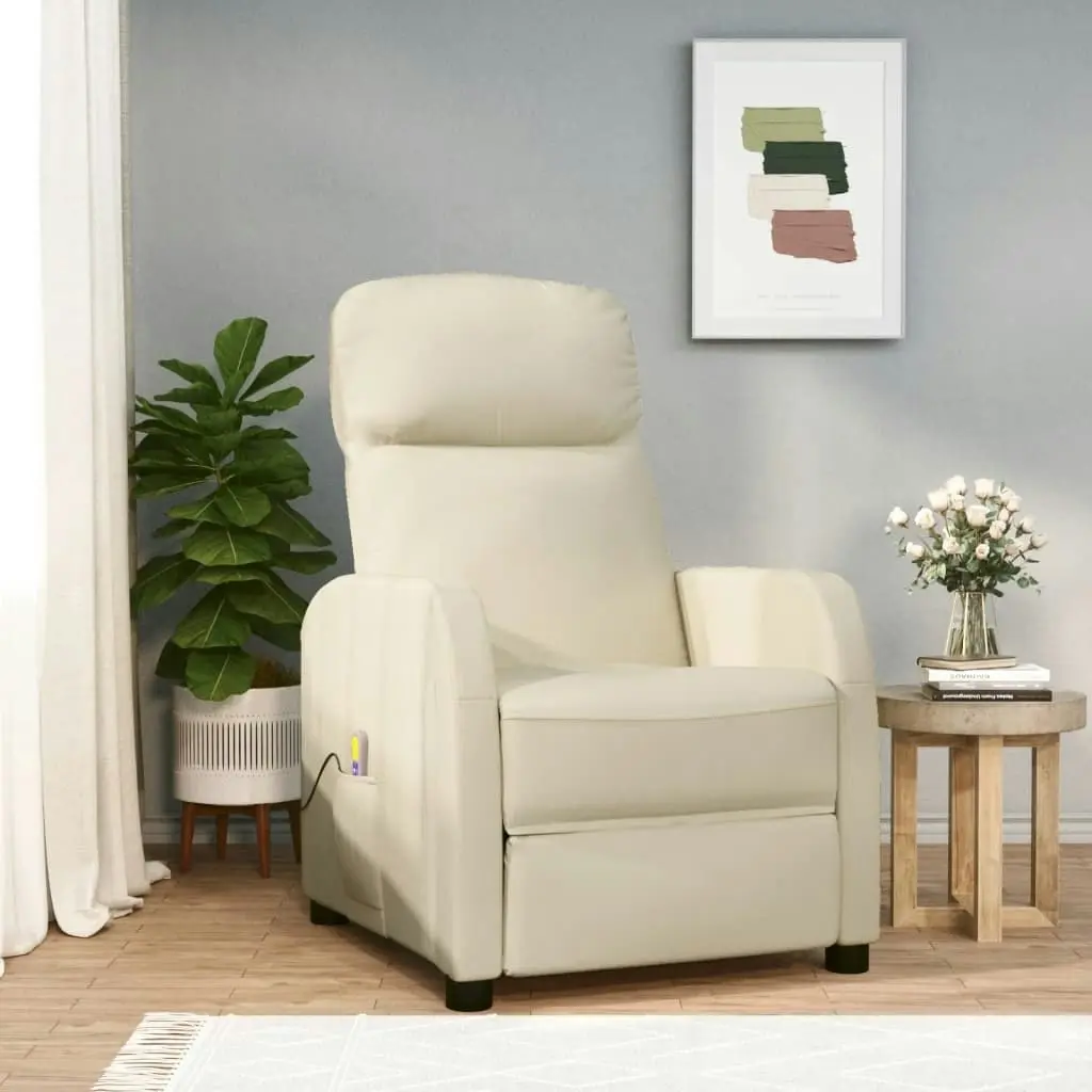 Massage Chair Cream White Faux Leather 348428