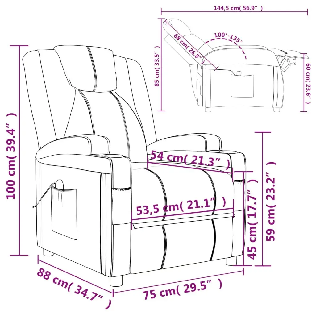 Massage Chair Anthracite Faux Leather 342715