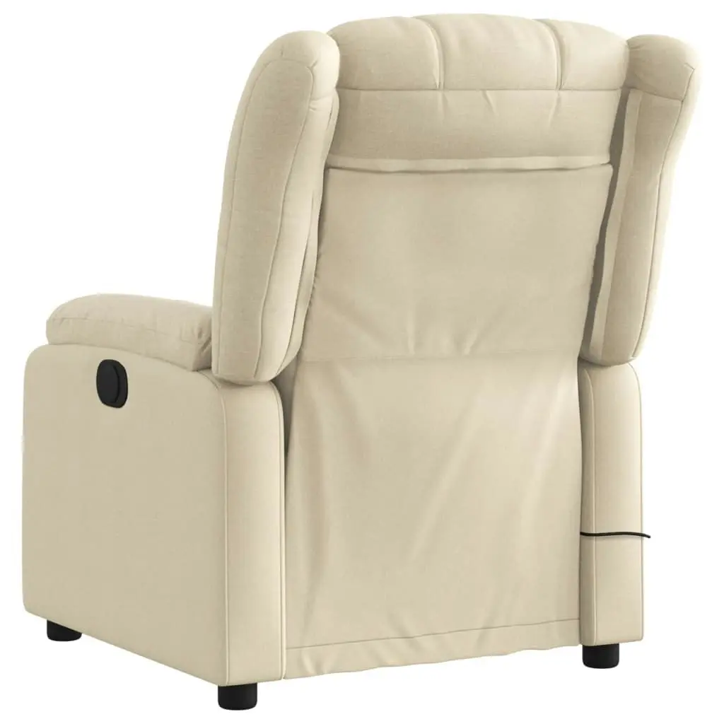 Massage Recliner Chair Cream Fabric 3205779