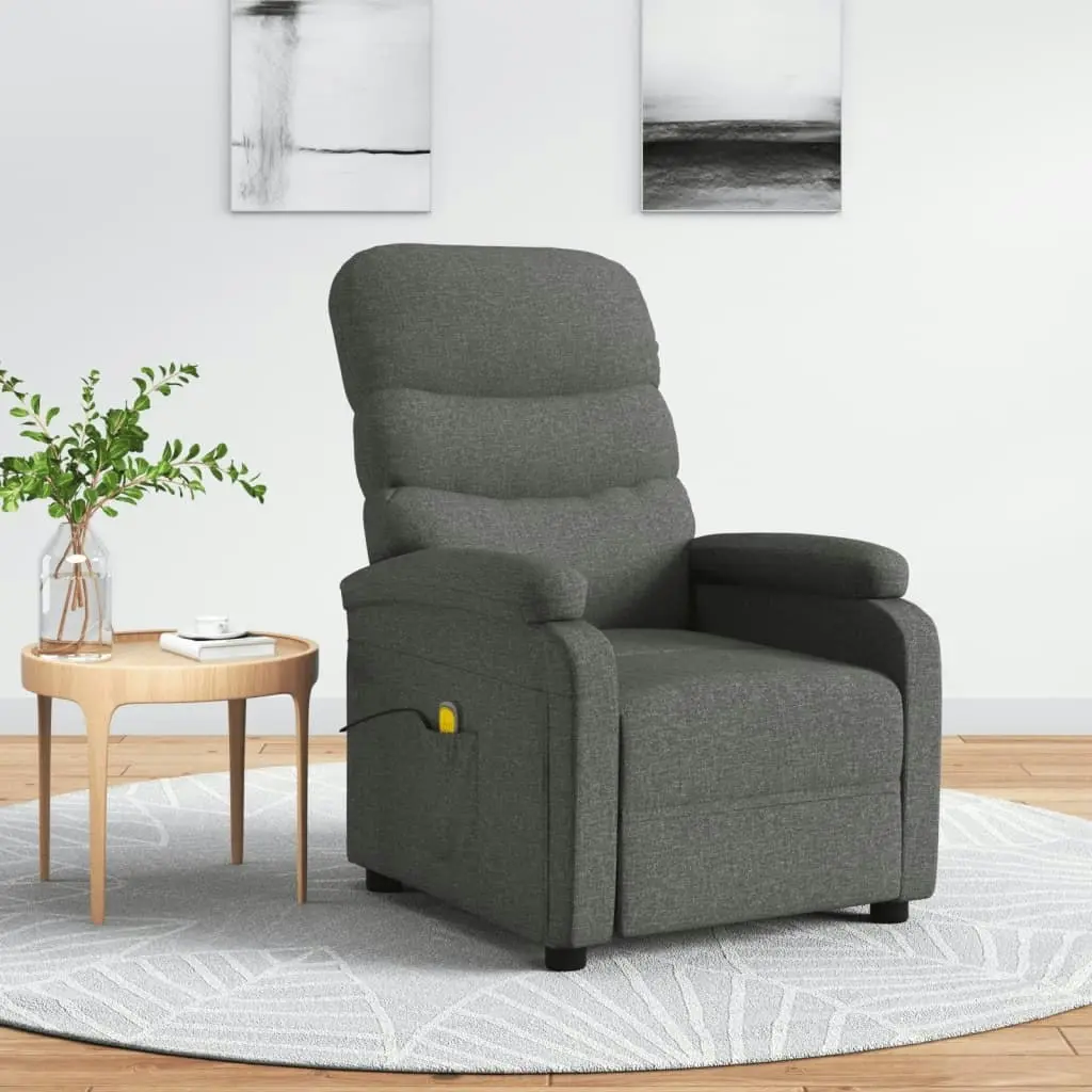 Massage Chair Dark Grey Fabric 321227