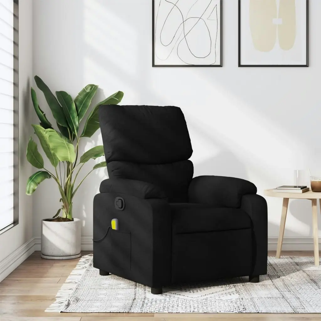 Massage Recliner Chair Black Fabric 3205686