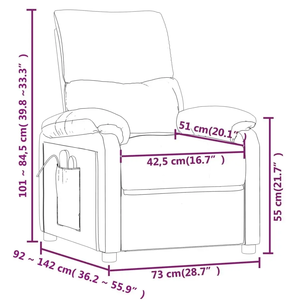 Massage Chair Light Grey Fabric 348469