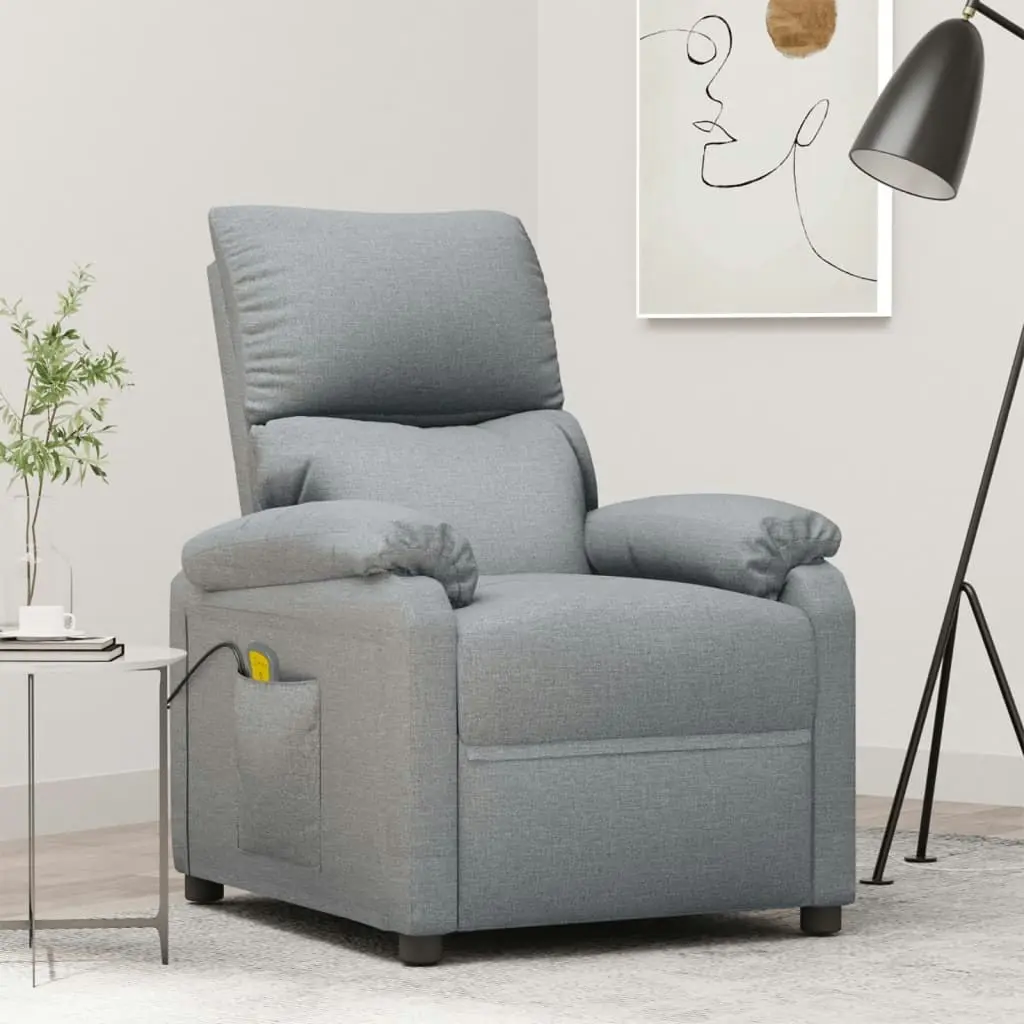 Massage Chair Light Grey Fabric 348469