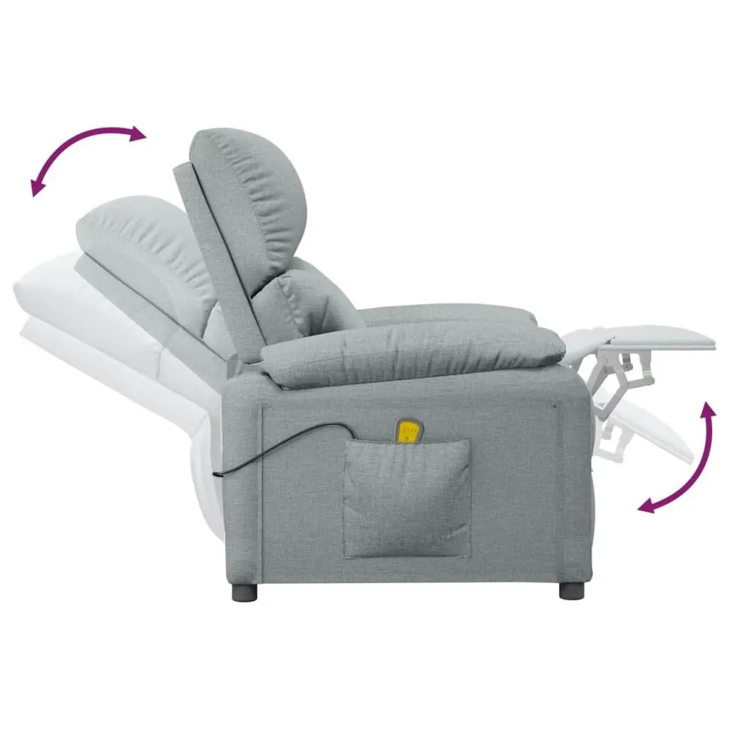 Massage Chair Light Grey Fabric 348469