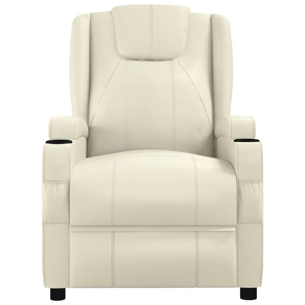 Massage Chair Cream White Faux Leather 342713