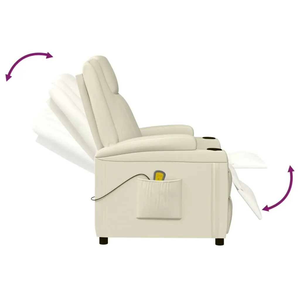 Massage Chair Cream White Faux Leather 342713