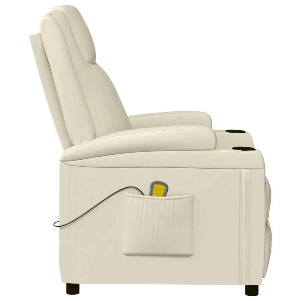 Massage Chair Cream White Faux Leather 342713