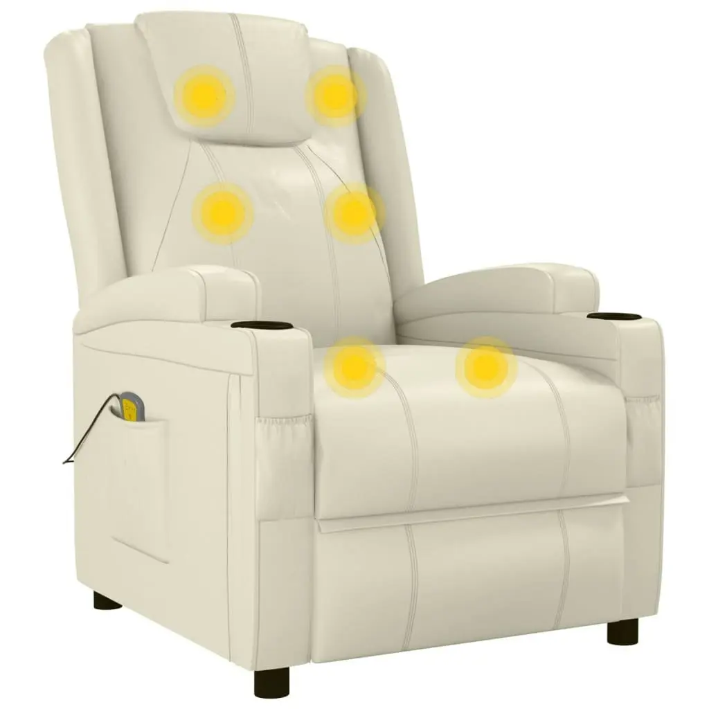 Massage Chair Cream White Faux Leather 342713