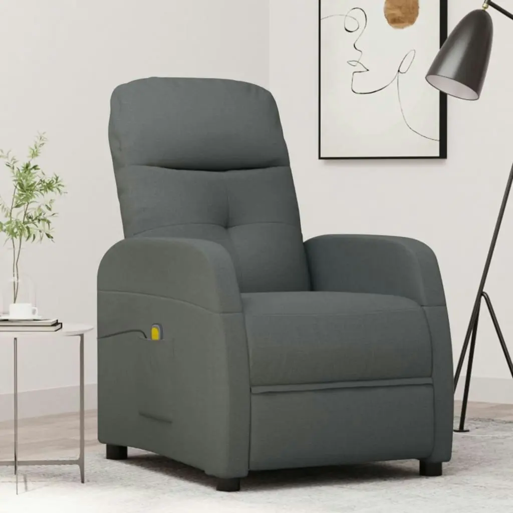 Massage Chair Dark Grey Fabric 289827