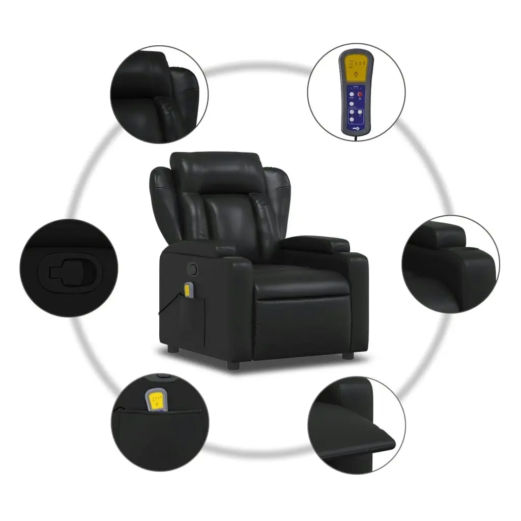 Massage Recliner Chair Black Faux Leather 372434