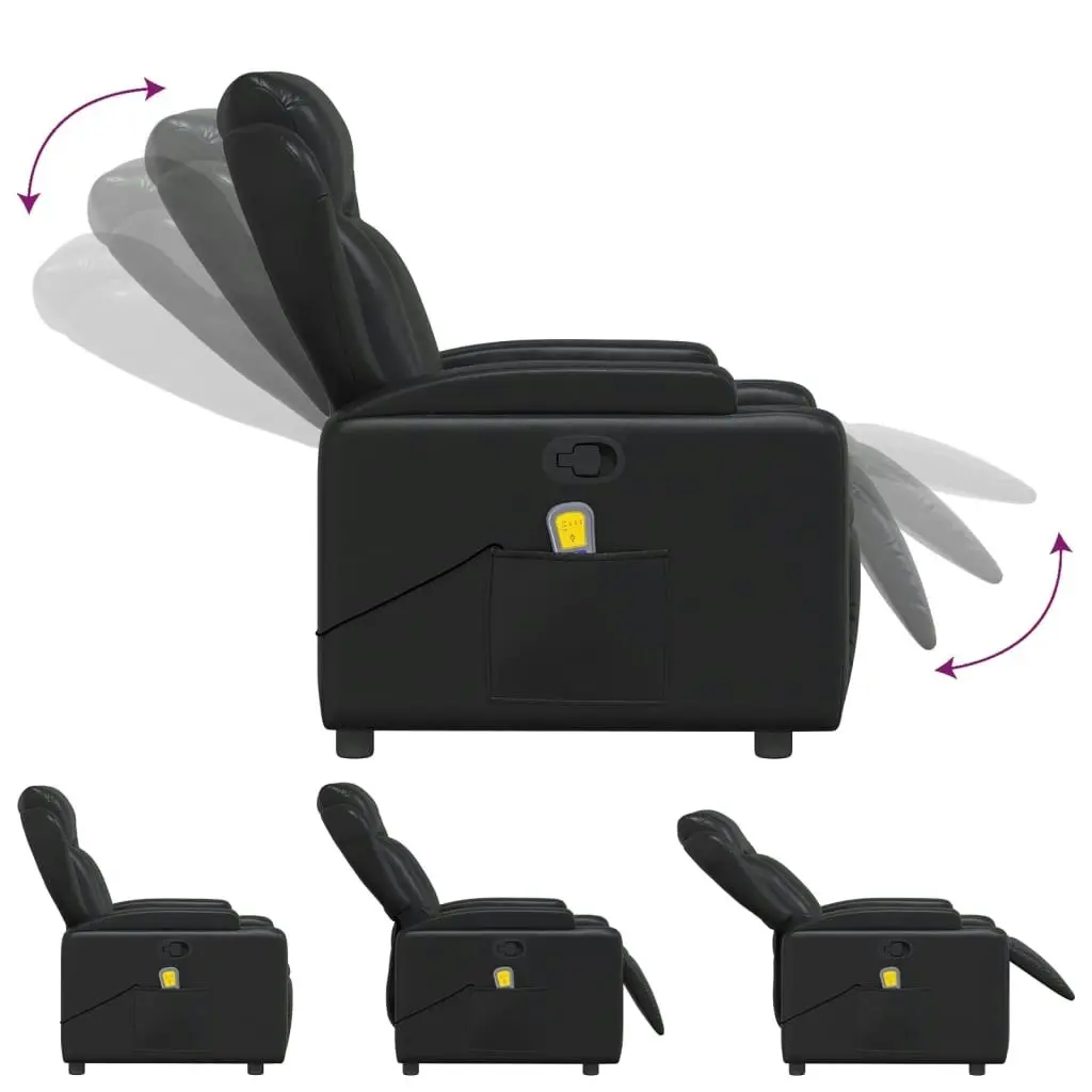 Massage Recliner Chair Black Faux Leather 372434