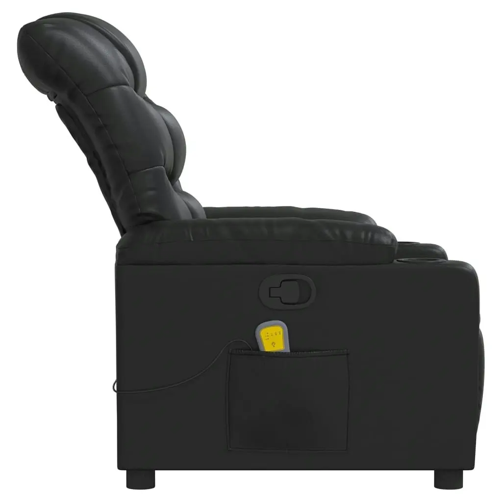 Massage Recliner Chair Black Faux Leather 374140