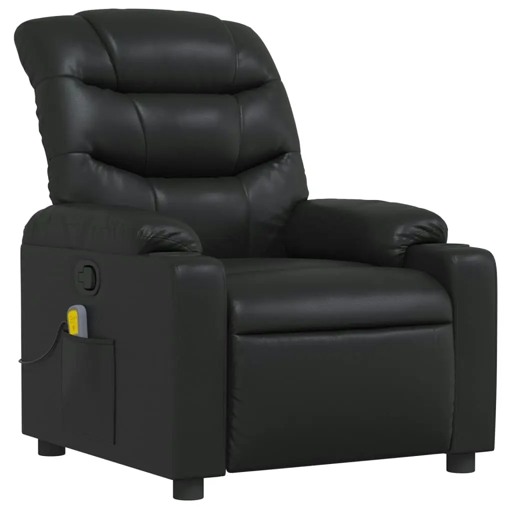 Massage Recliner Chair Black Faux Leather 374140