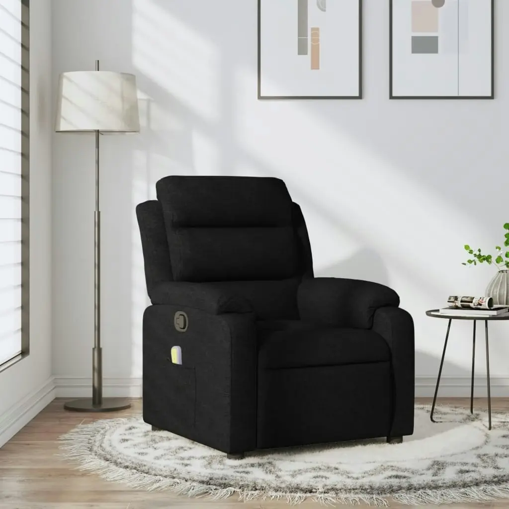 Massage Recliner Chair Black Fabric 3205725