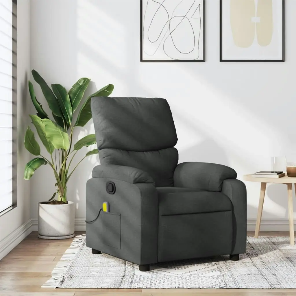 Massage Recliner Chair Dark Grey Fabric 3205685