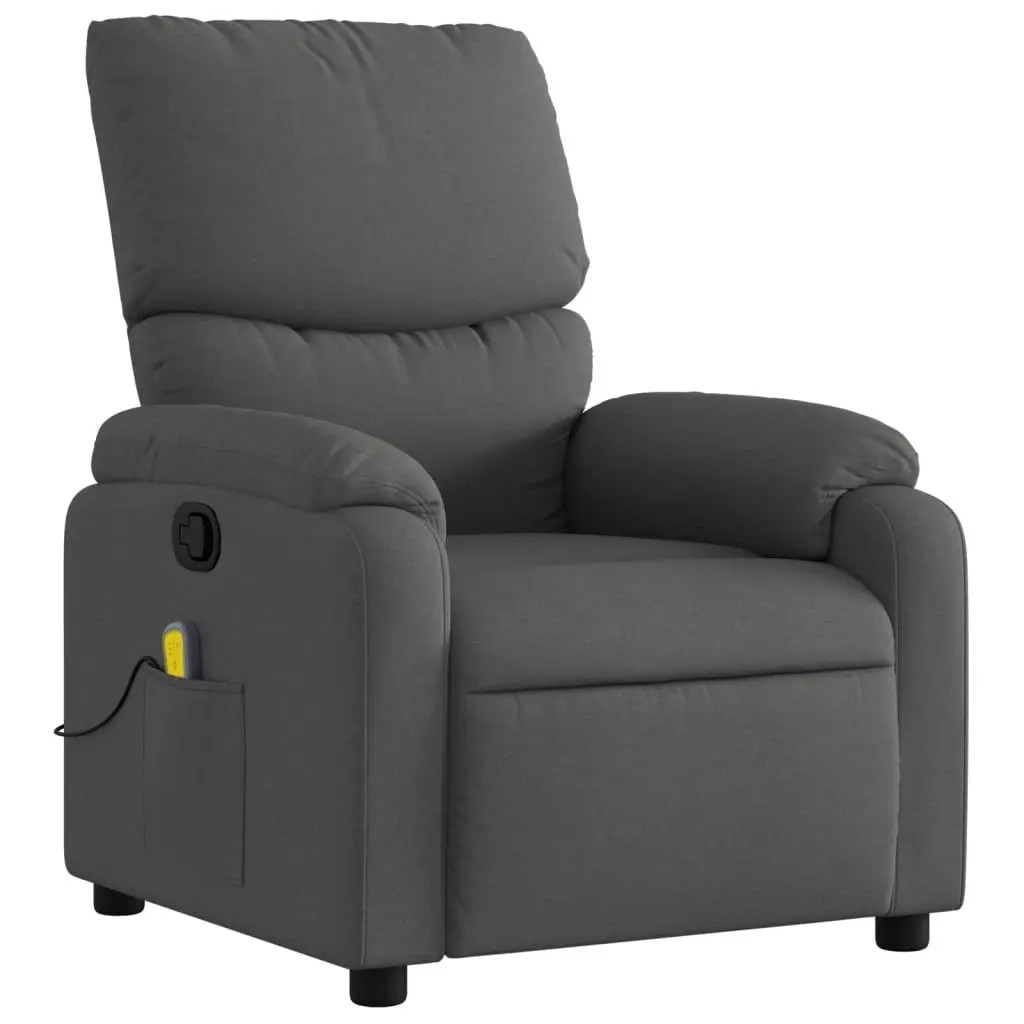 Massage Recliner Chair Dark Grey Fabric 3205685