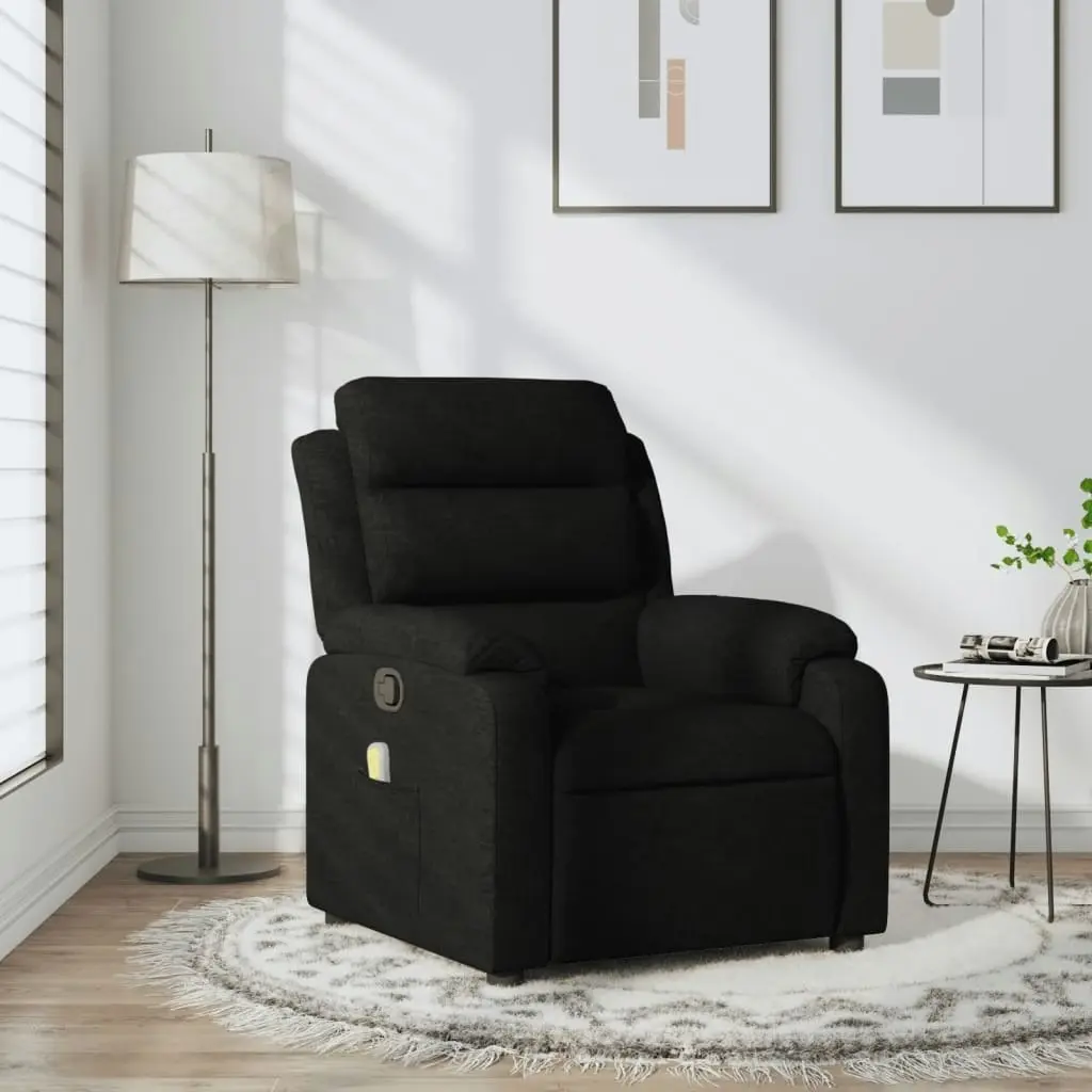 Massage Recliner Chair Black Fabric 373476