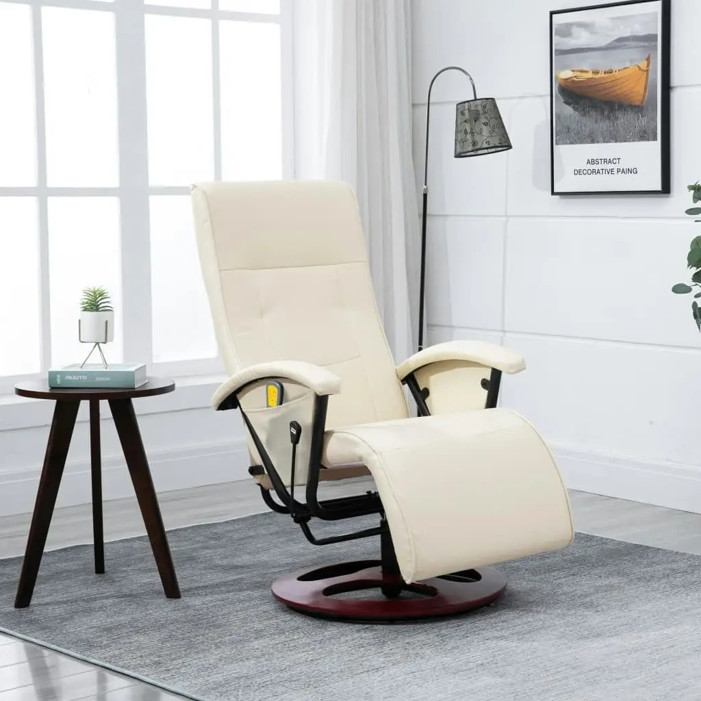 Massage Chair Cream White Faux Leather 60312