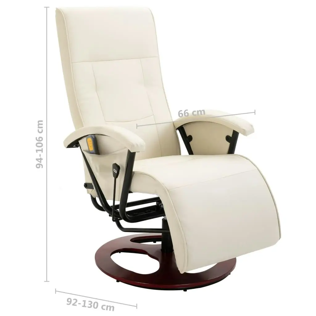 Massage Chair Cream White Faux Leather 60312