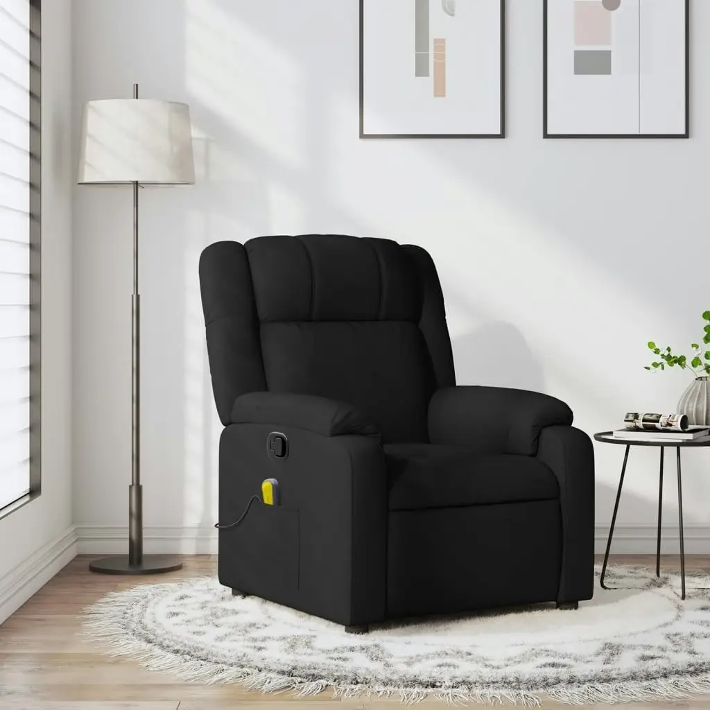 Massage Recliner Chair Black Fabric 373550