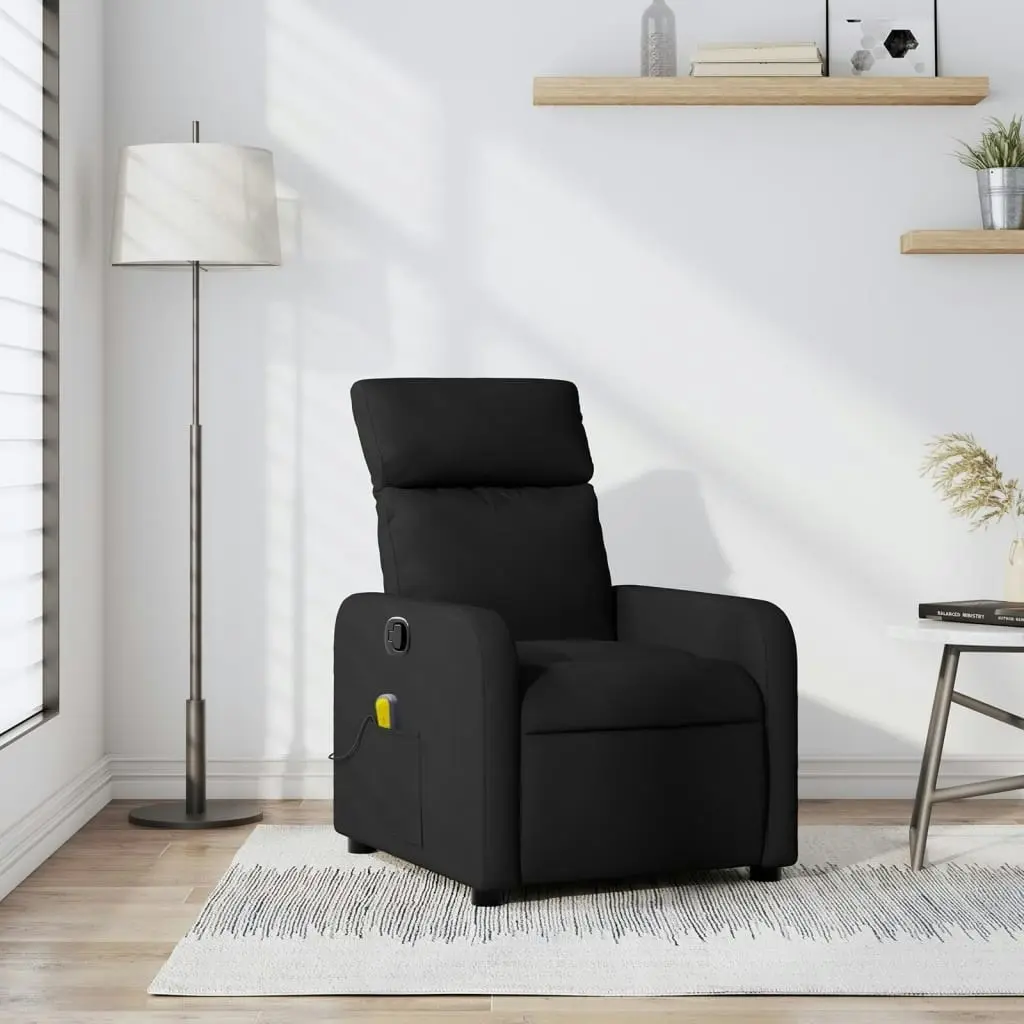 Massage Recliner Chair Black Fabric 3206865