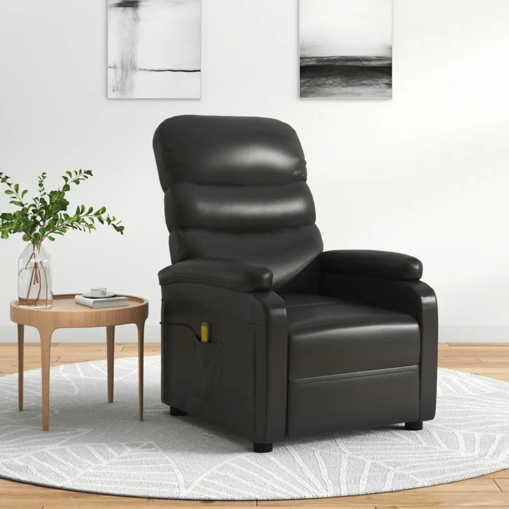 Massage Chair Black Faux Leather 289689