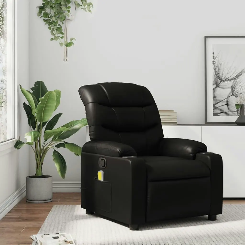 Massage Recliner Chair Black Faux Leather 3206847