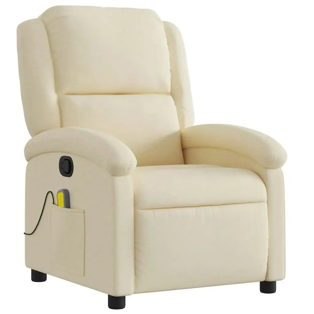 Massage Recliner Chair Cream Fabric 371772