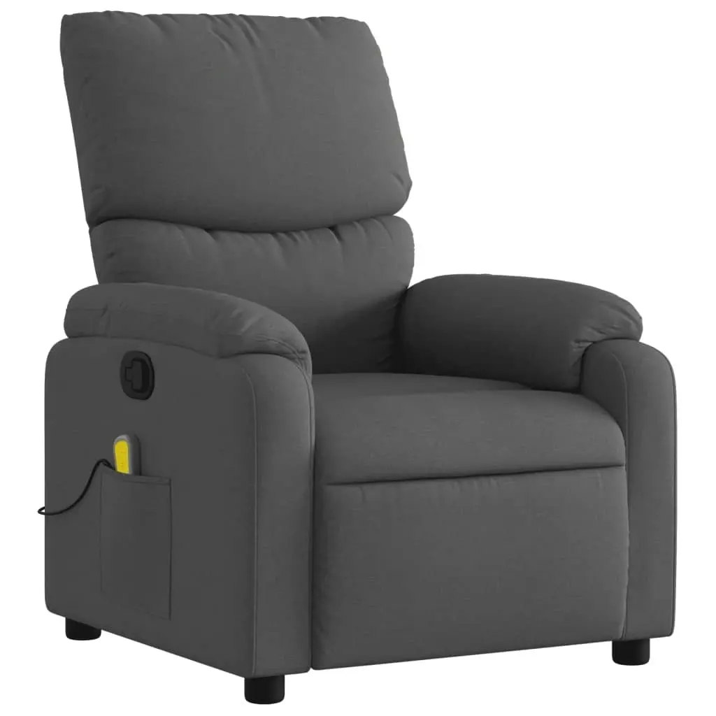 Massage Recliner Chair Dark Grey Fabric 3206097