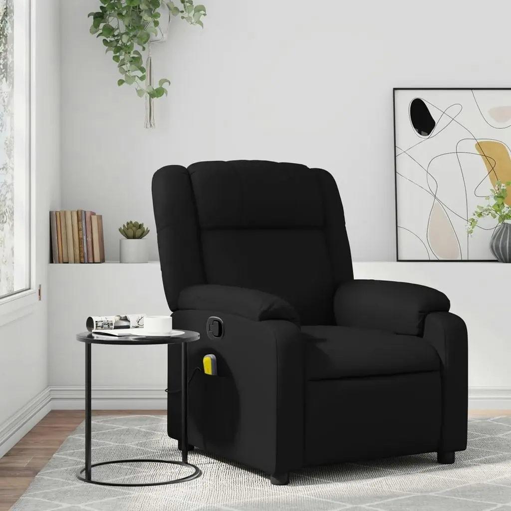 Massage Recliner Chair Black Faux Leather 3205745