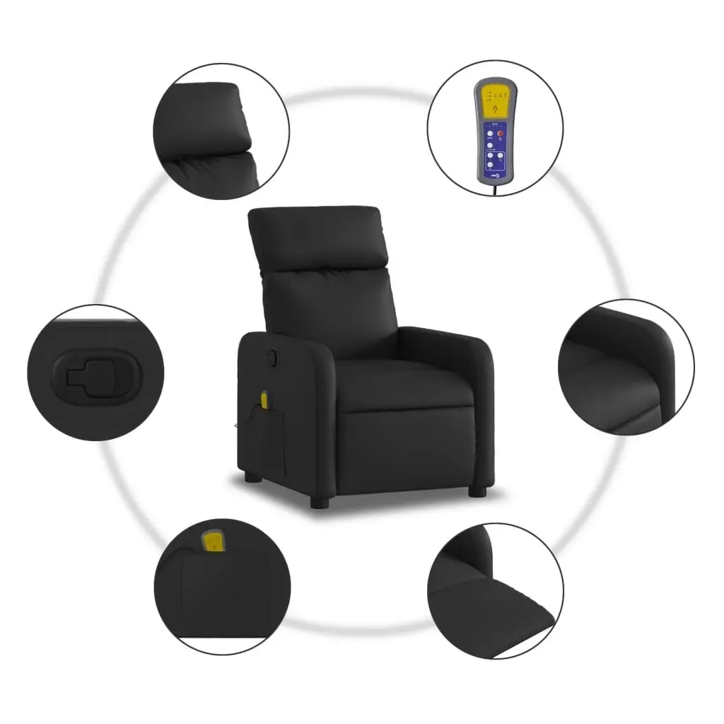 Massage Recliner Chair Black Faux Leather 3206875