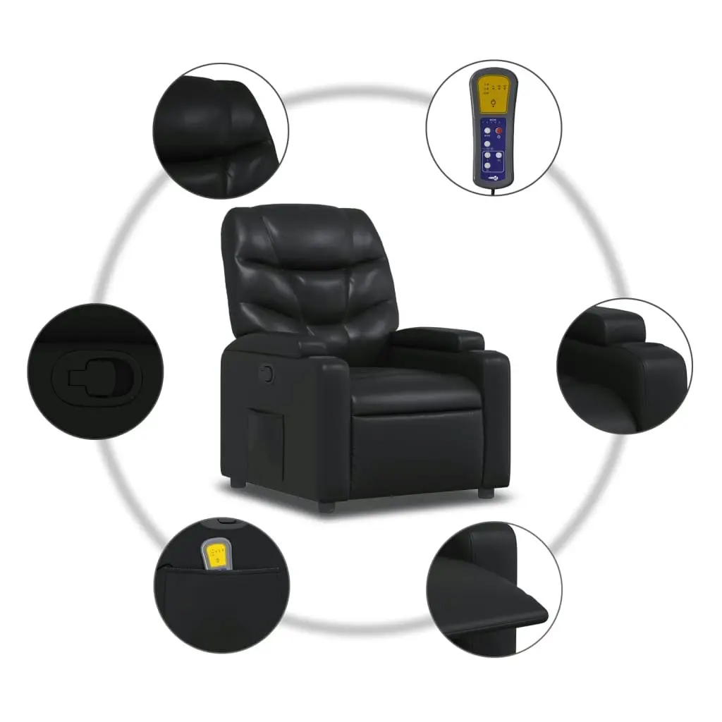 Massage Recliner Chair Black Faux Leather 372472