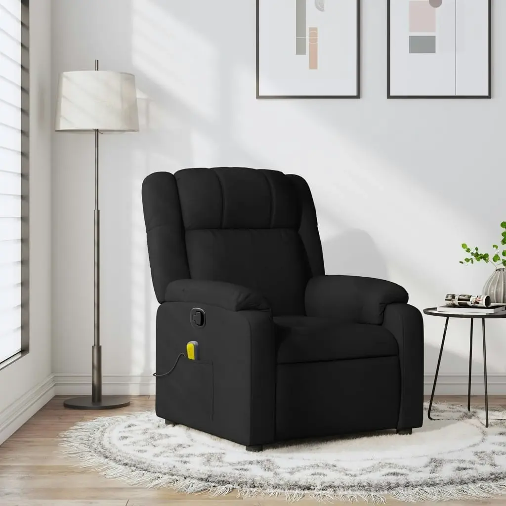 Massage Recliner Chair Black Fabric 3205754