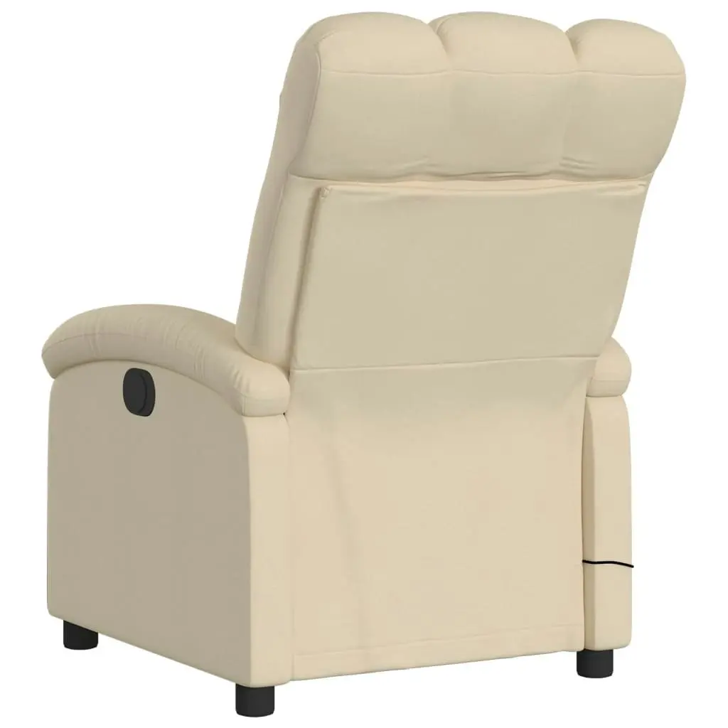 Massage Recliner Chair Cream Fabric 3205387