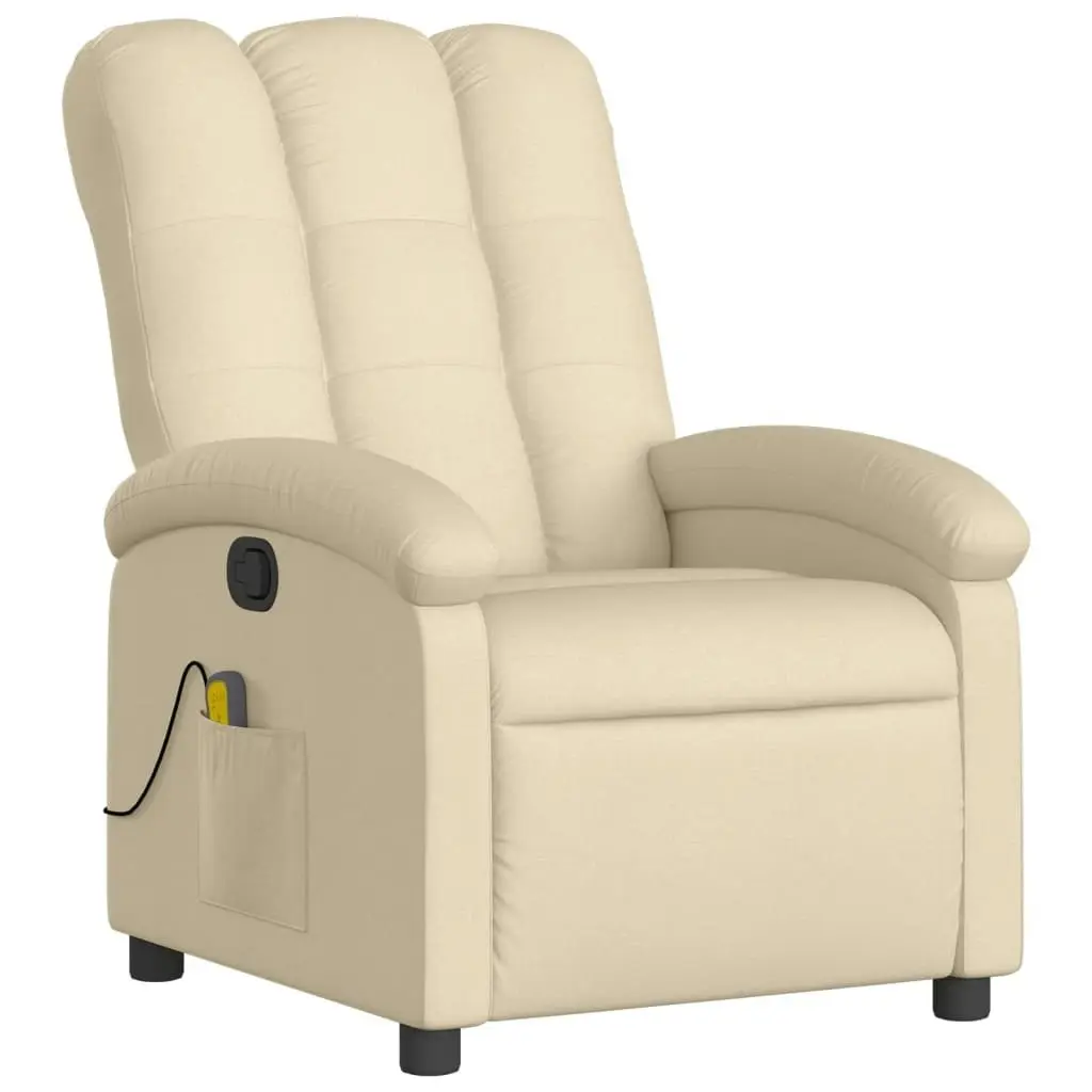 Massage Recliner Chair Cream Fabric 3205387