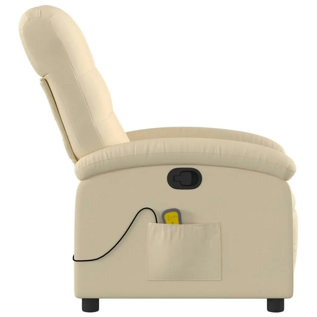 Massage Recliner Chair Cream Fabric 3205387