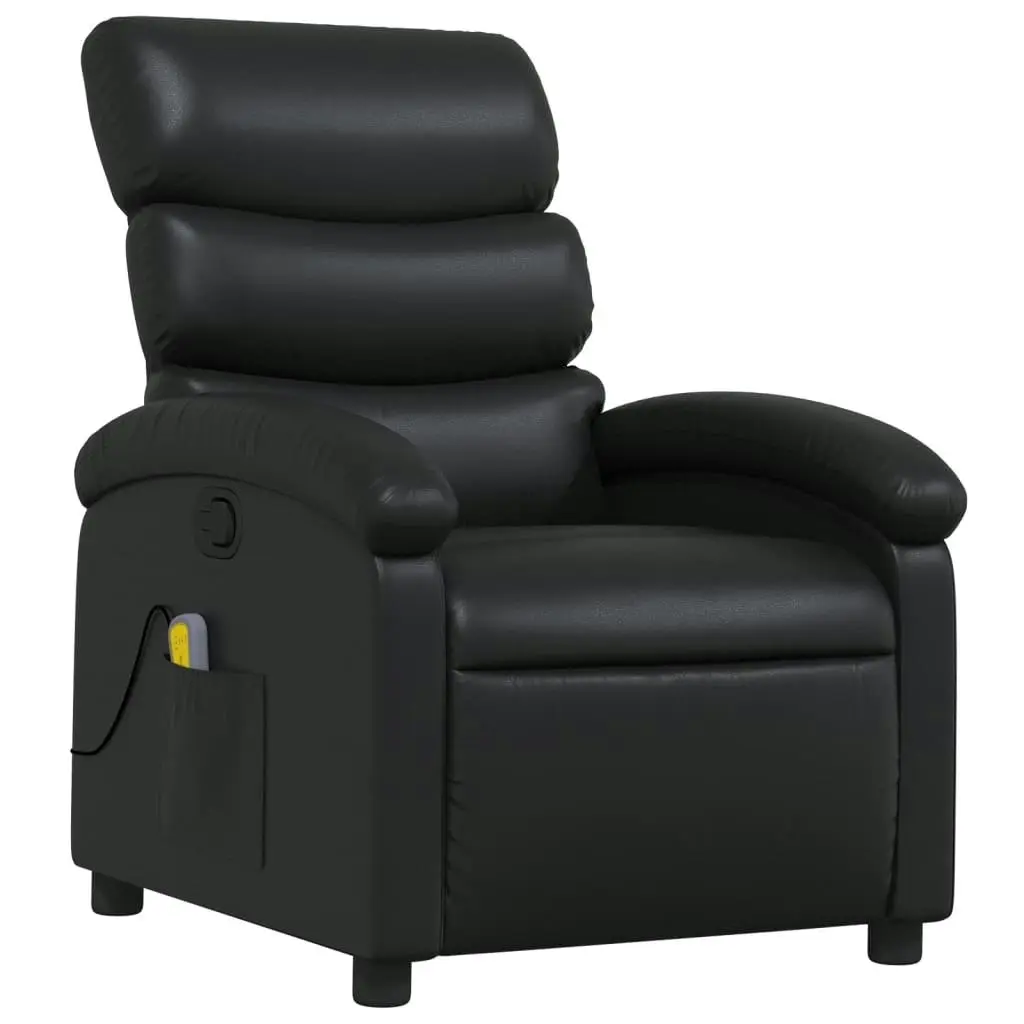 Massage Recliner Chair Black Faux Leather 371720