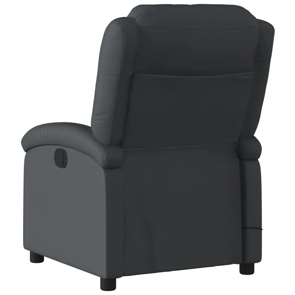 Massage Recliner Chair Black Real Leather 371793