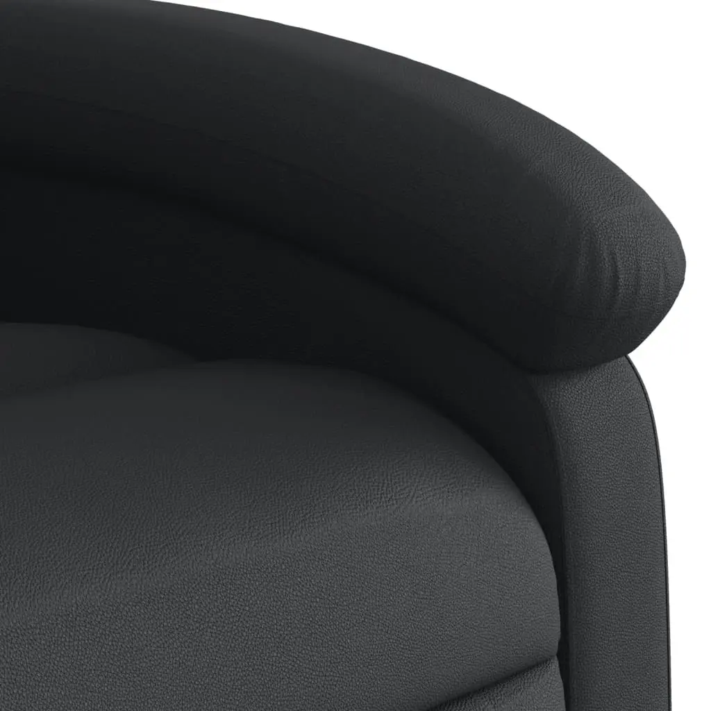 Massage Recliner Chair Black Real Leather 371793