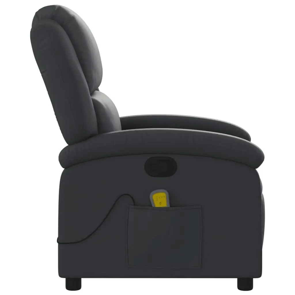 Massage Recliner Chair Black Real Leather 371793