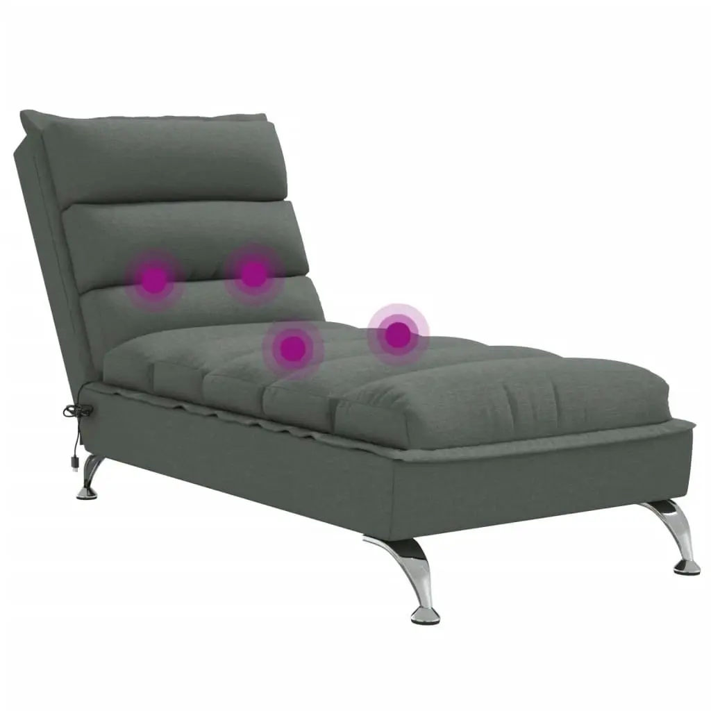 Massage Chaise Lounge with Cushions Dark Grey Fabric 379476